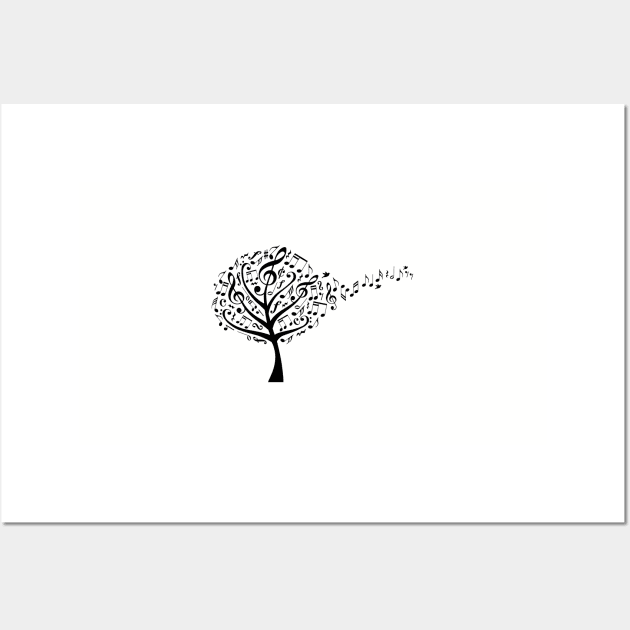 Music tree with flying musical notes Wall Art by beakraus